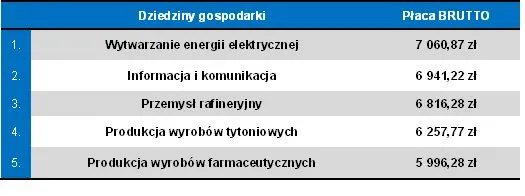 Najwyższe zarobki w energetyce, rafineriach, TMT