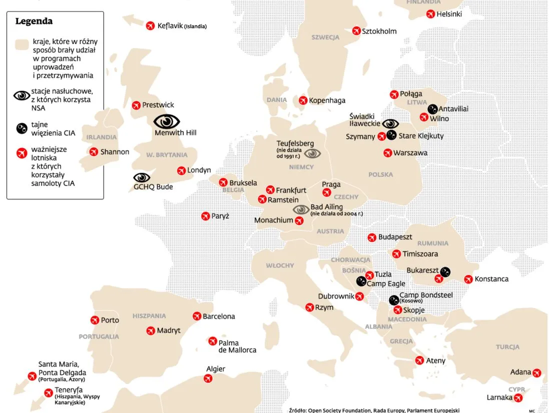 Tajni współpracownicy amerykańskich służb specjalnych w Europie (MAPA)
