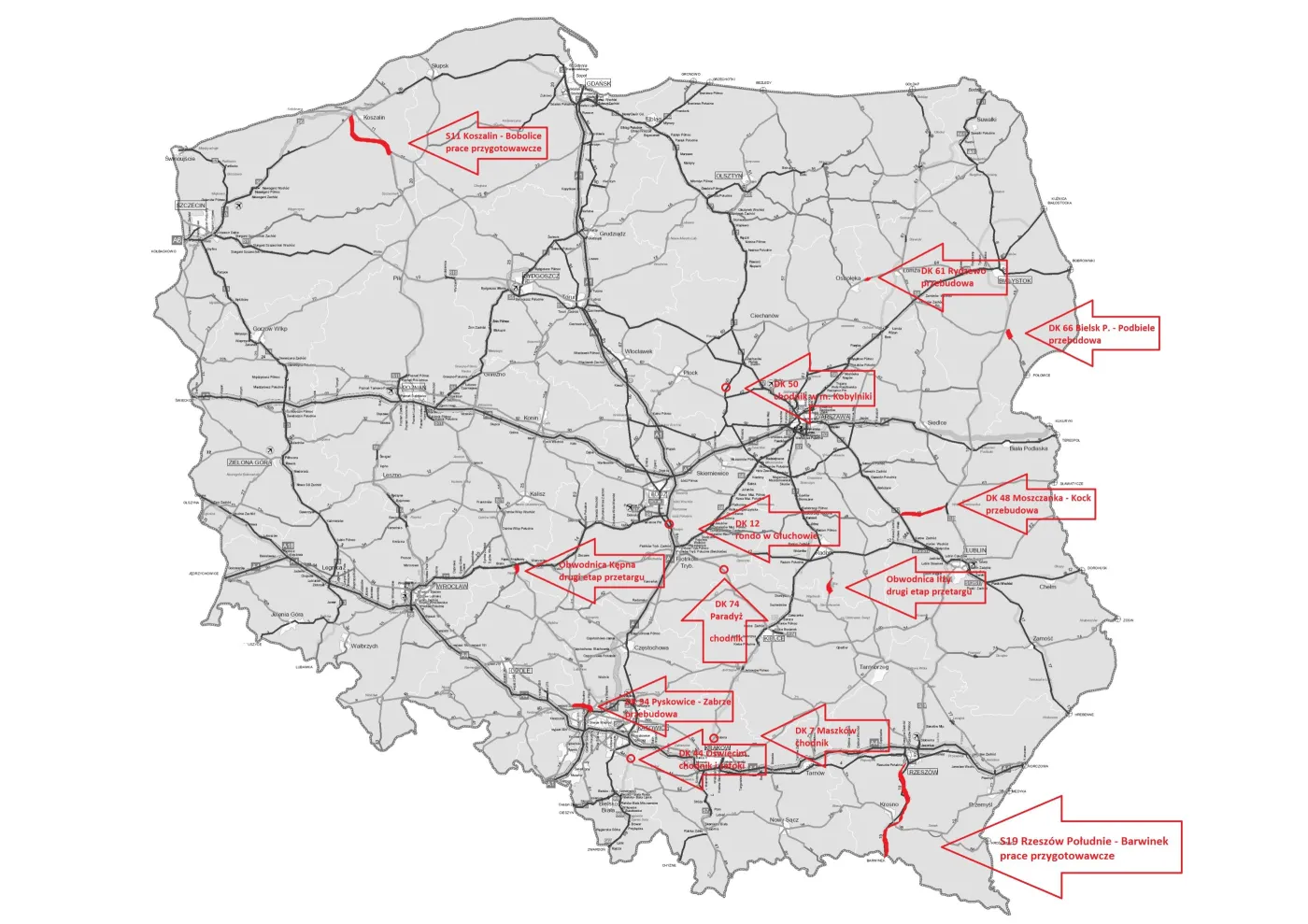 1345 km dróg w realizacji i 746 km w przetargach. Oto aktualne inwestycje GDDKiA [MAPA]