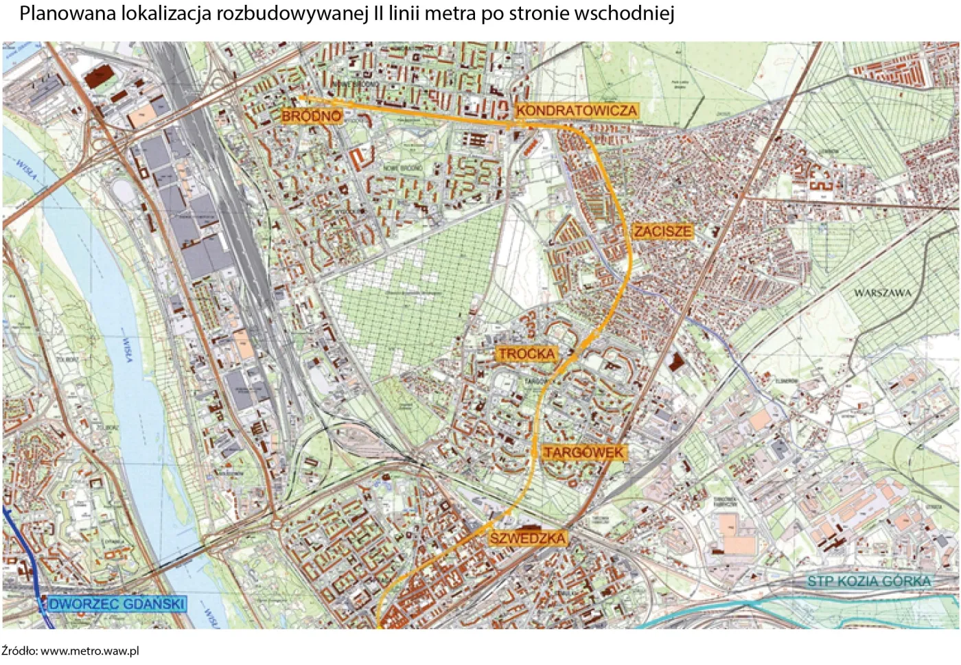 Targówek wraca do łask? Rozbudowa II linii metra w Warszawie nabiera realnego kształtu [MAPA]