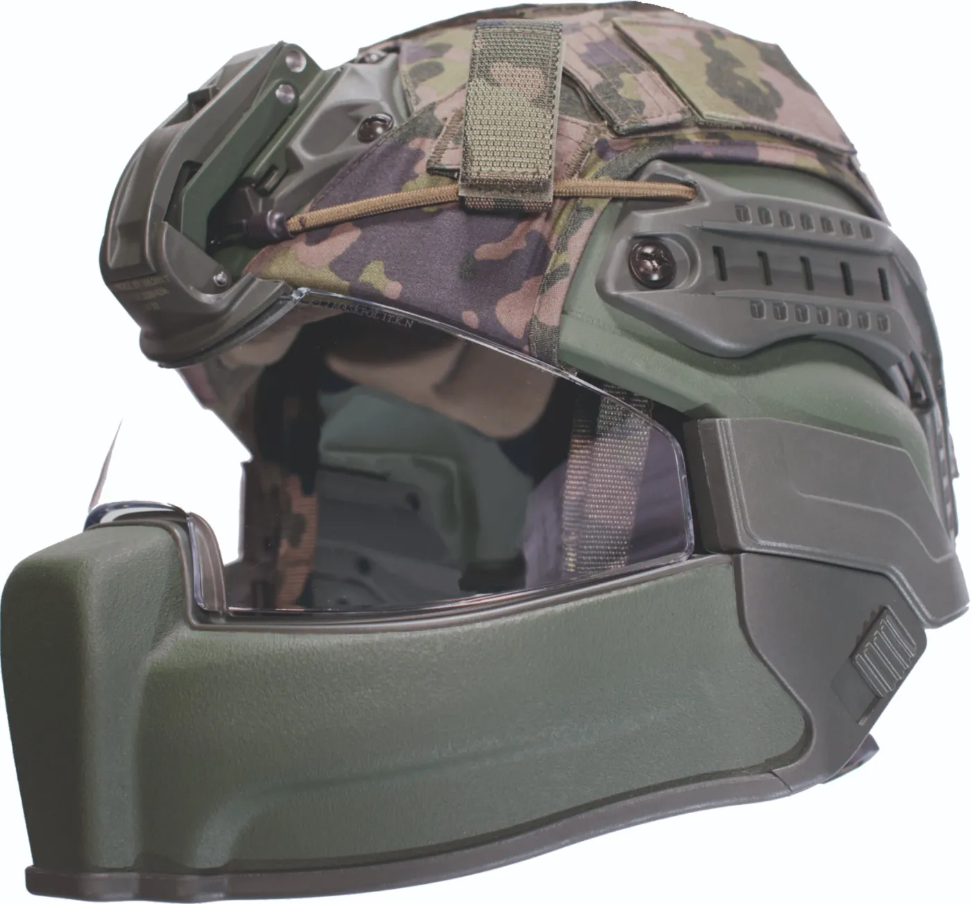 Hełm HBT-02 wraz z osłoną na szczęki oraz wizjerem