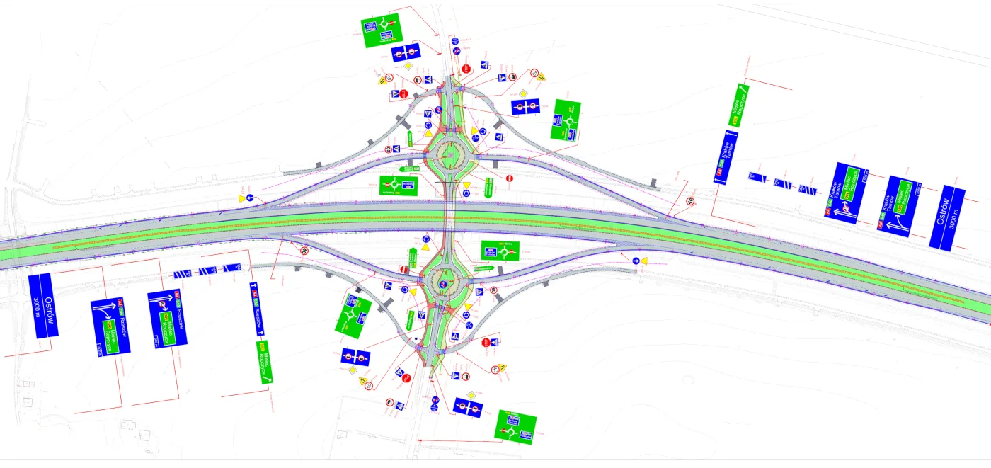 Tak będzie wyglądał węzeł w Ostrowie k. Ropczyc, łączący A4 z DW 986 - źródło Podkarpacki Zarząd Dróg Wojewódzkich w Rzeszowie