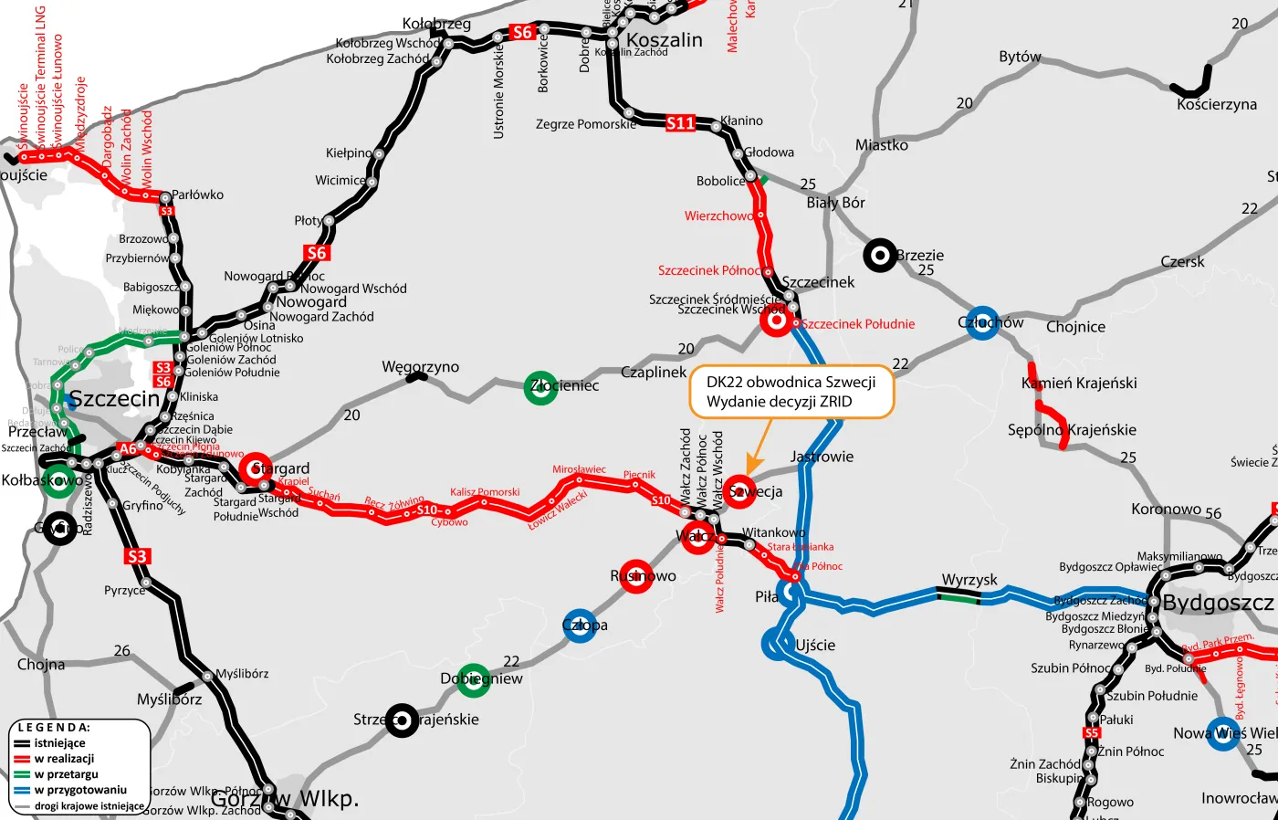 Mapa z lokalizacją obwodnicy Szwecji