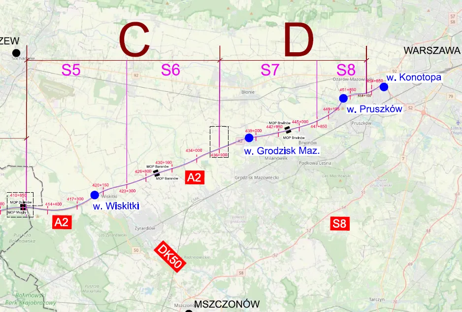 Rozbudowa autostrady A2 , odcinki C i D
