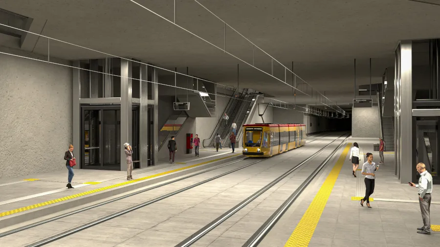 Podziemna stacja Warszawa Zachodnia - Wizualizacja; Źródło Tramwaje Warszawskie