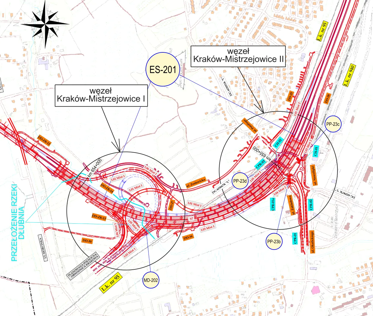 Przeprojektowany węzeł Mistrzejowice