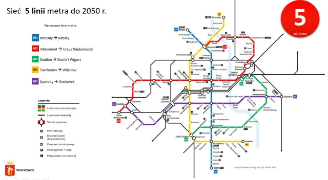 Warszawa chce mieć 5 linii metra. Opublikowano plany [MAPA]