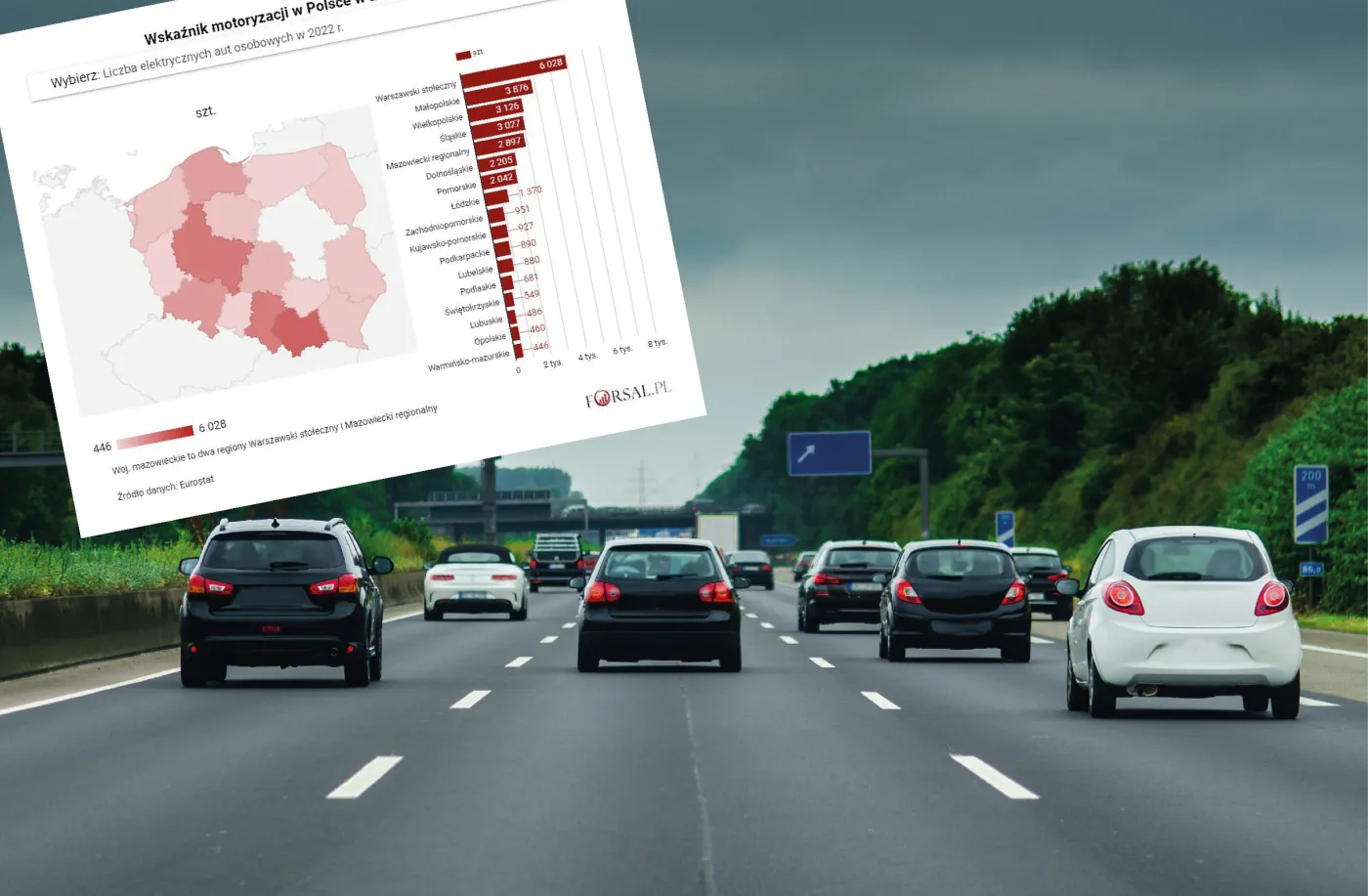 Wskaźniki motoryzacji w Polsce w 2022 r.