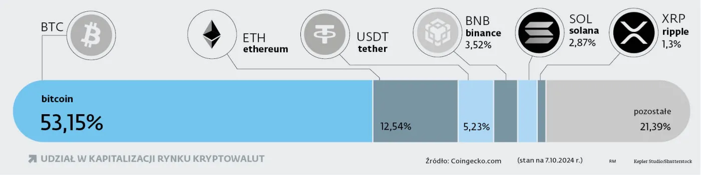 Udział w kapitalizacji rynku kryptowalut