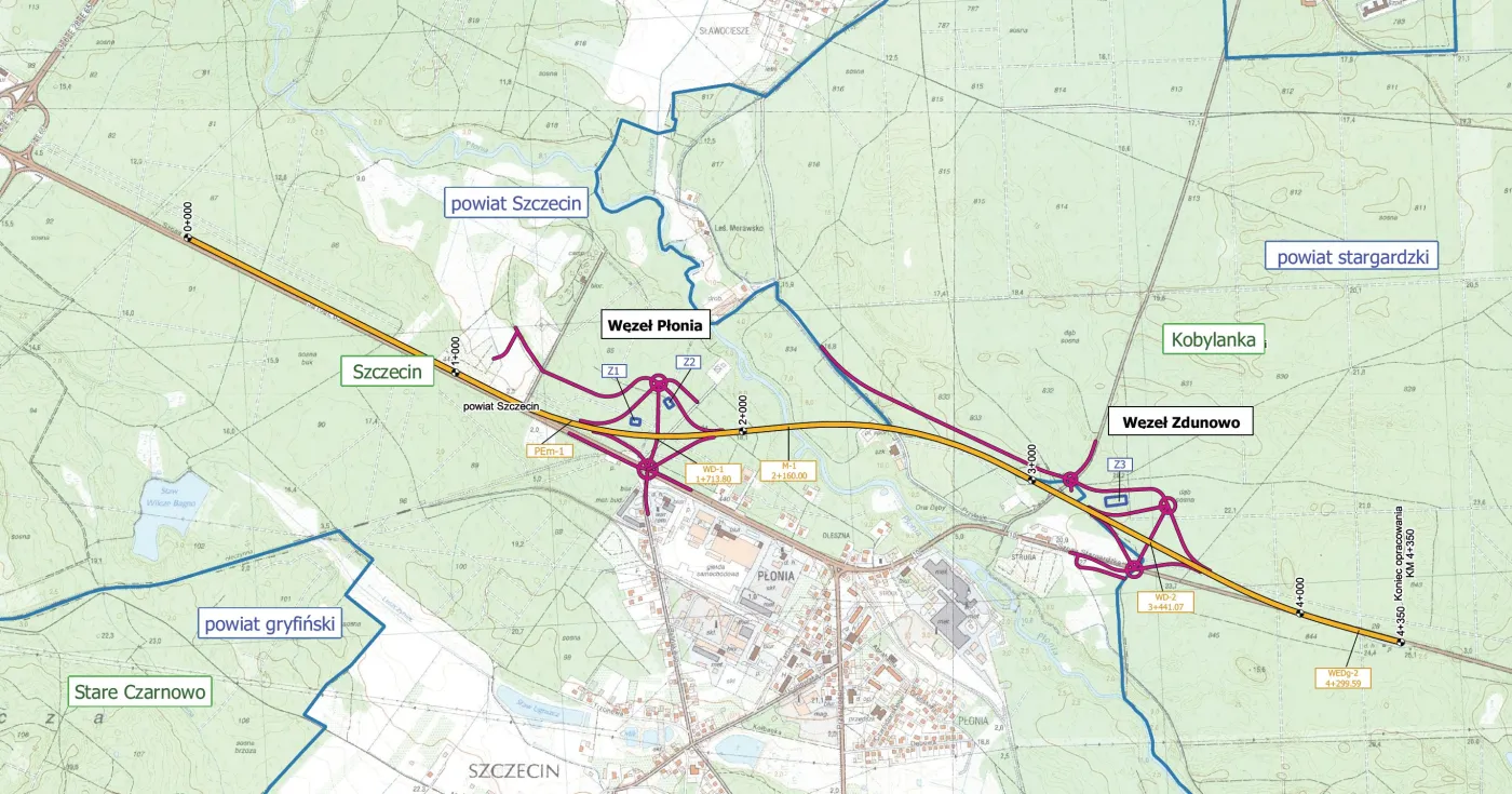 S10 Szczecin Kijewo- Szczecin Zdunowo - mapa