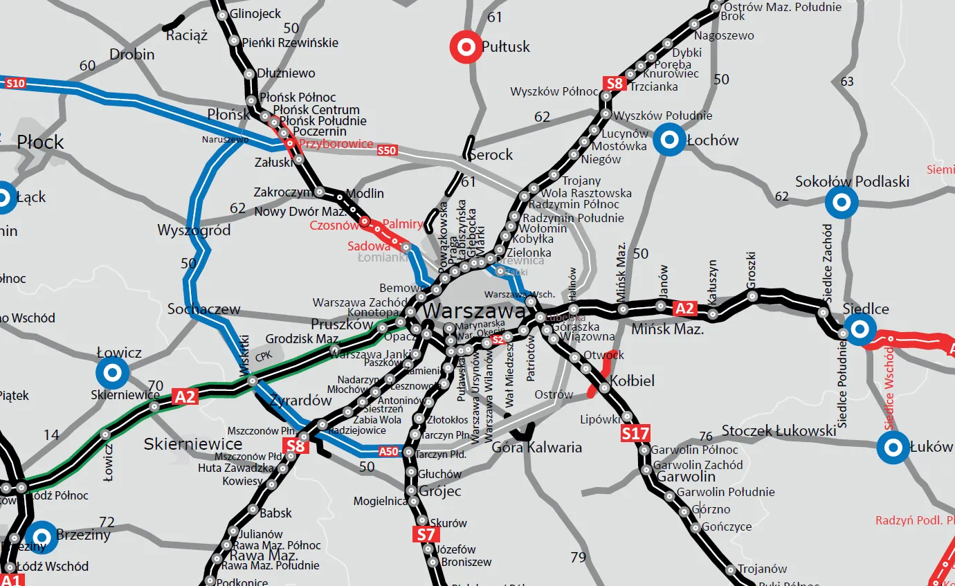Mapa z zaznaczonym przebiegiem obwodnicy