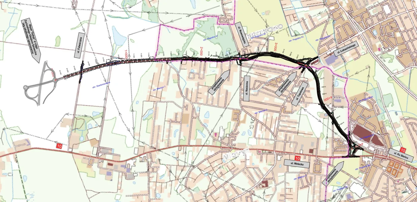 Plan orientacyjny obwodnicy Mierzyna DK10