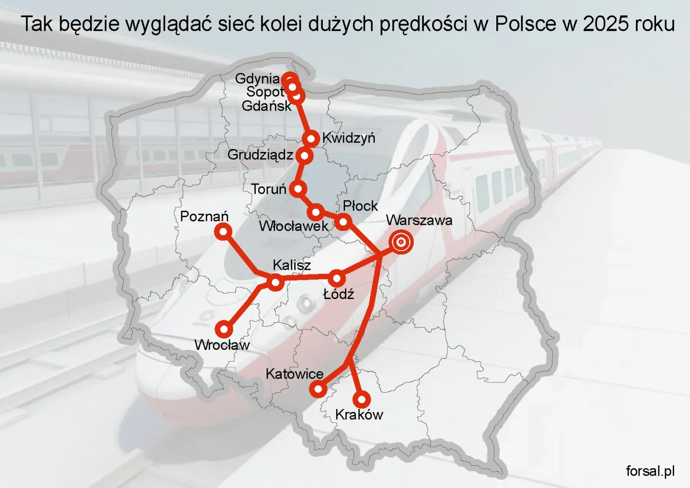 Kolej Dużych Prędkości ma osiągać szybkość 250 km/h
