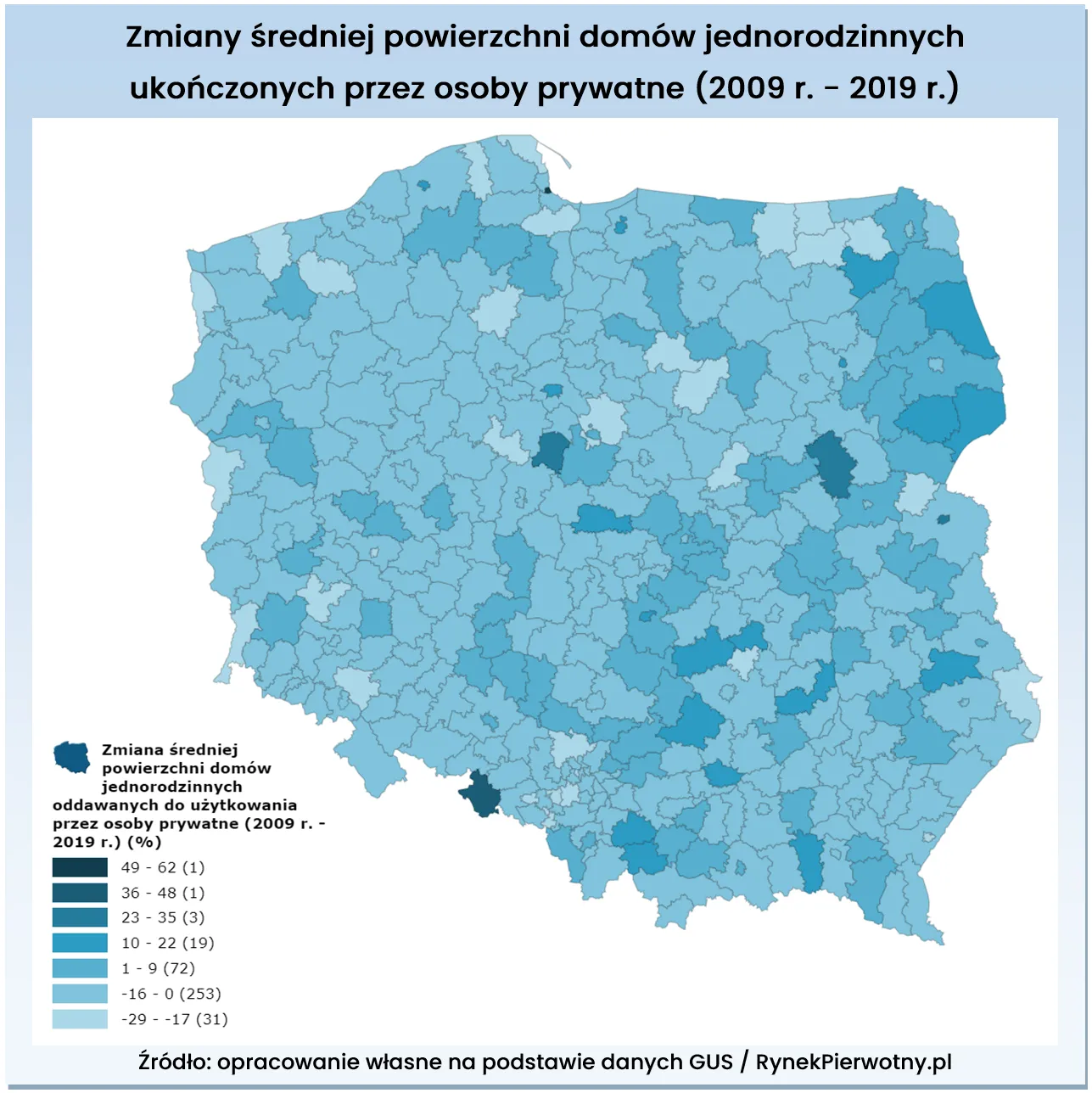Kurczą się domy Polaków. Gdzie ich powierzchnia spadła najmocniej? [MAPA]