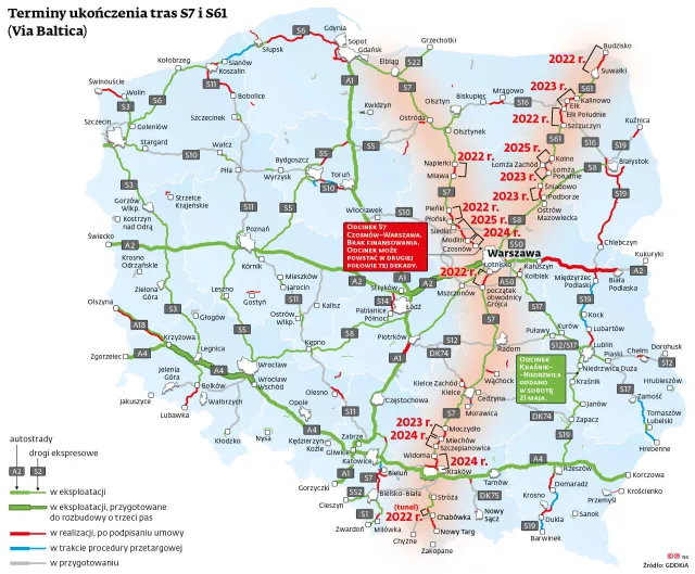 Budowa dróg w Polsce. Na skończenie kluczowych szlaków poczekamy kilka lat [MAPA]