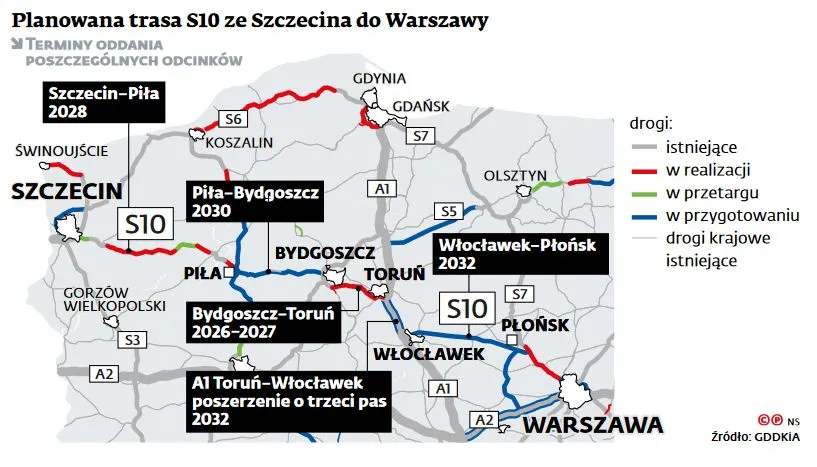 Kiedy ekspresówka z Warszawy do Szczecina? Jeszcze poczekamy [MAPA]
