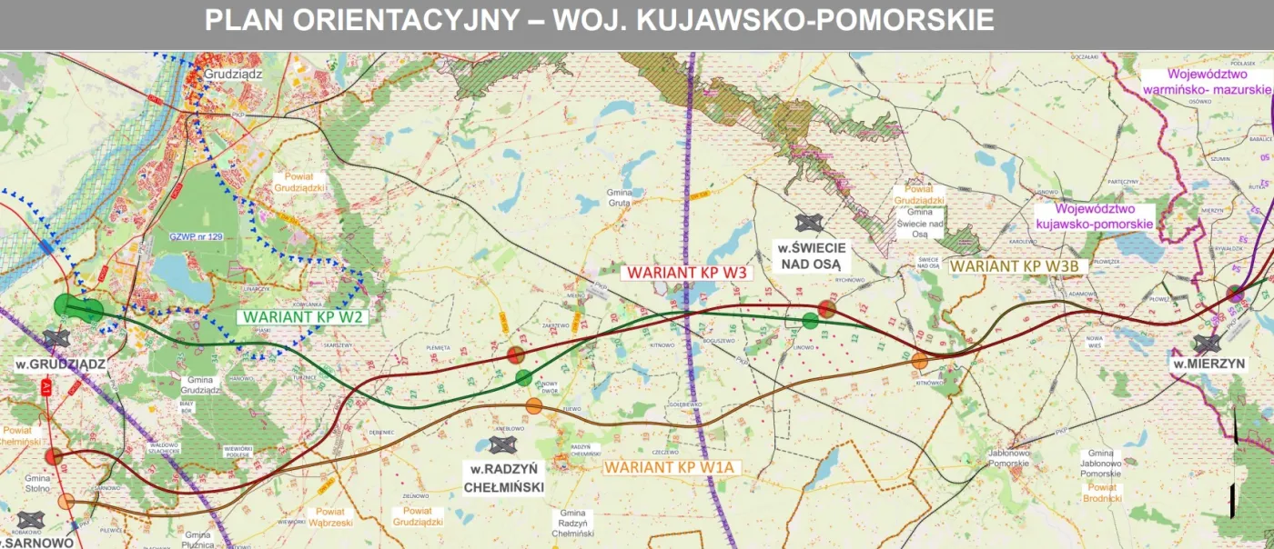 Plan orientacyjny S5 w woj. kujawsko-pomorskim