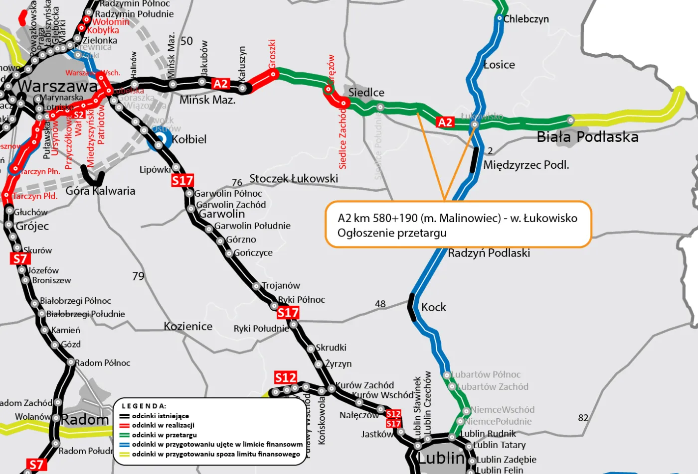 Jest przetarg na kolejny odcinek autostrady A2 [MAPA]
