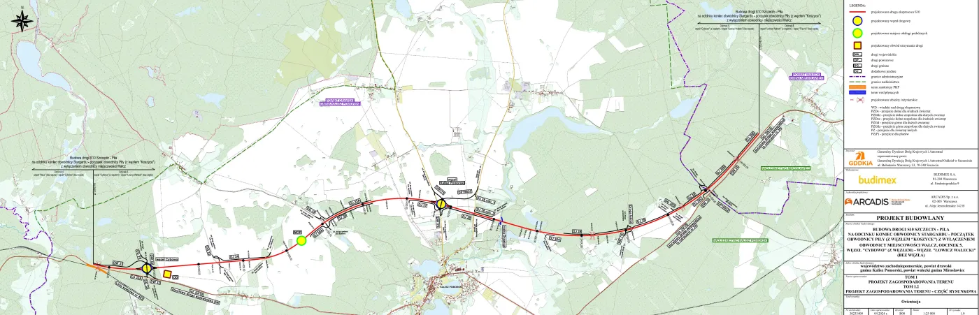 Plan orientacyjny odcinka Cybowo-Łowicz Wałecki