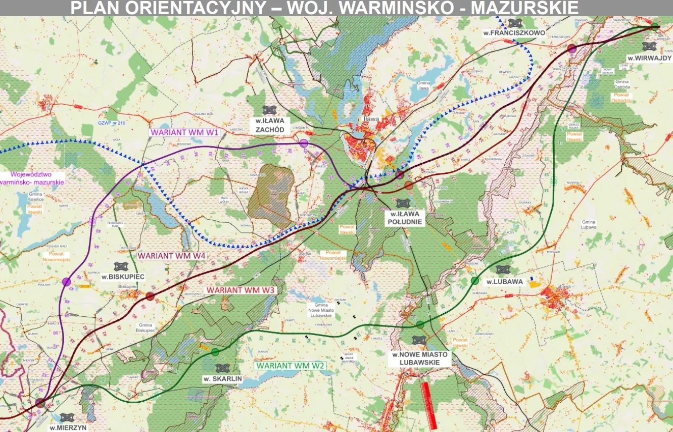 Plan orientacyjny S5 w woj. warmińsko-mazurskim