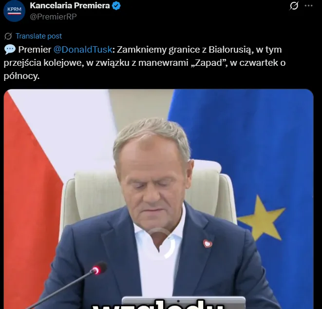 Ogłoszenie decyzji o zamknięciu granic na x.com