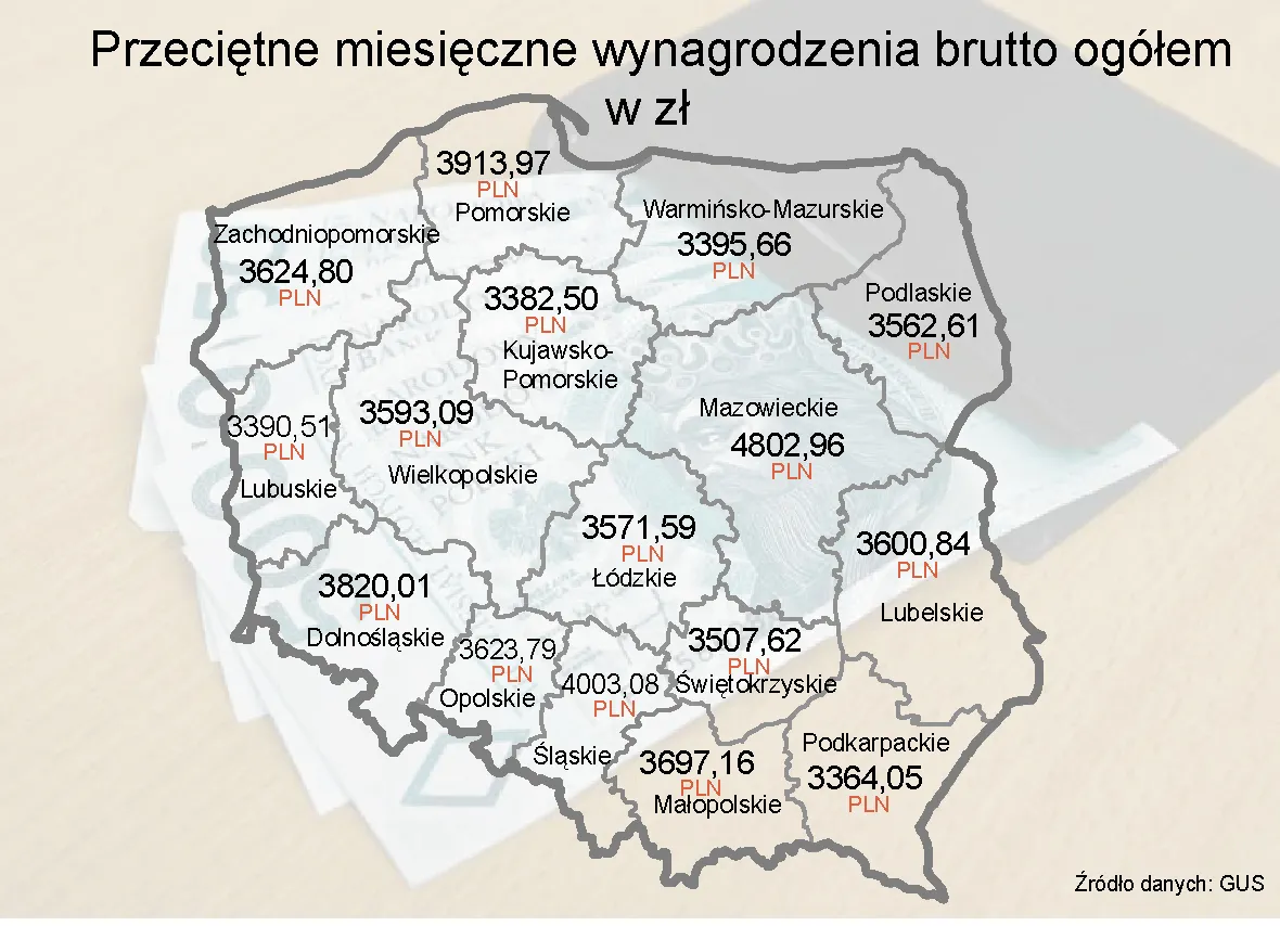 Wynagrodzenia w Polsce: mapa zarobków w I kw. 2012 r.