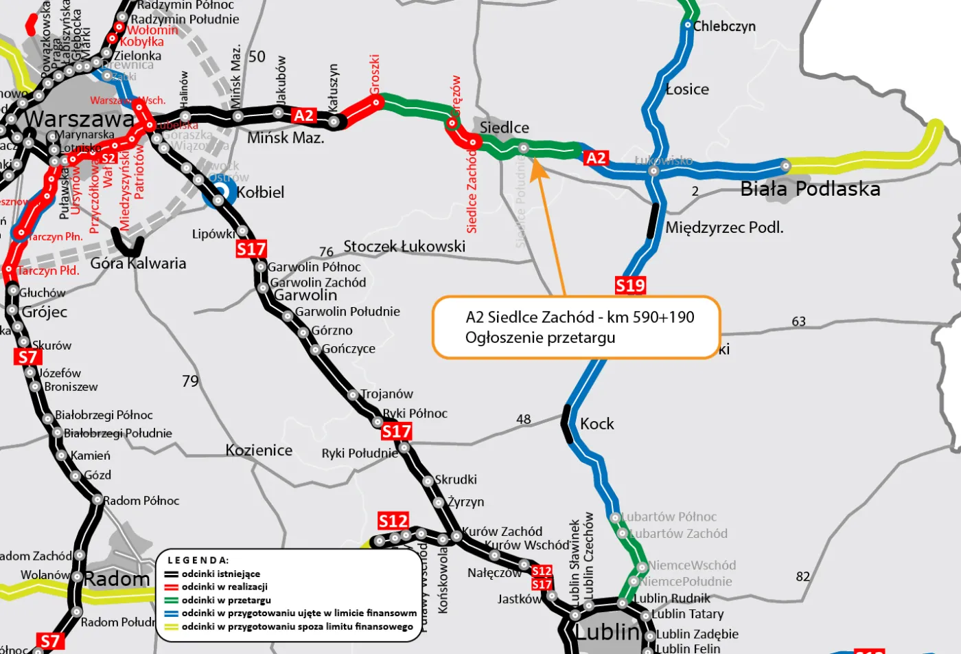 Autostrada A2 jedzie dalej na wschód. GDDKiA ogłosiła przetarg na kolejny odcinek [MAPA]
