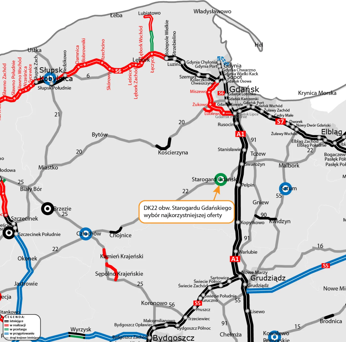 Mapa lokalizacyjna obwodnica Starogardu Gdańskiego