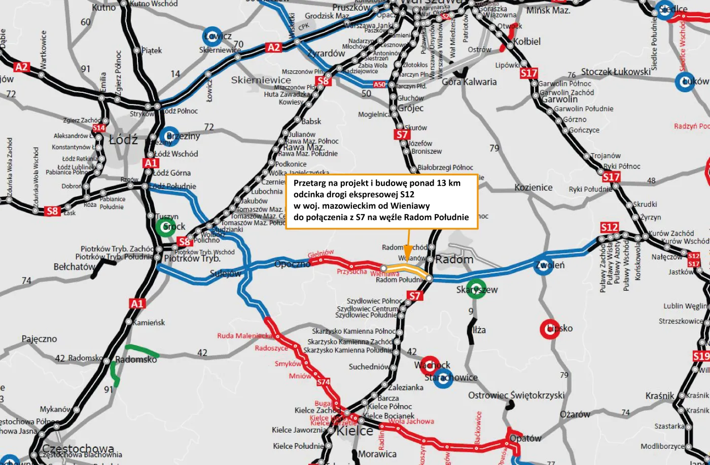 S12 Wieniawa - Radom Południe - lokalizacja inwestycji