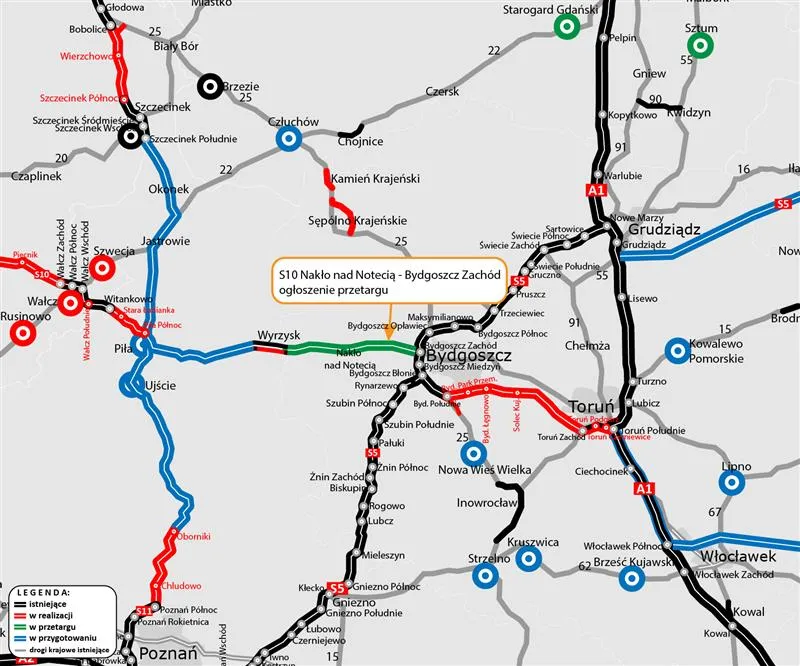 S10 Nakło nad Notecią - Bydgoszcz Zachód - lokalizacja