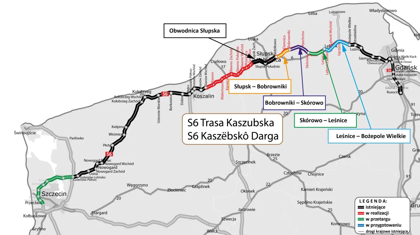 S6 odcinek Słupsk - Bożepole Wielkie - stan realizacji