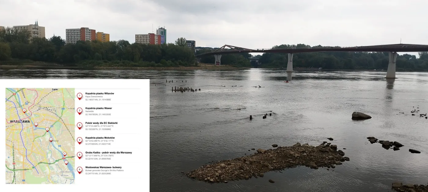 Problemy z wodą na całym warszawskim odcinku Wisły