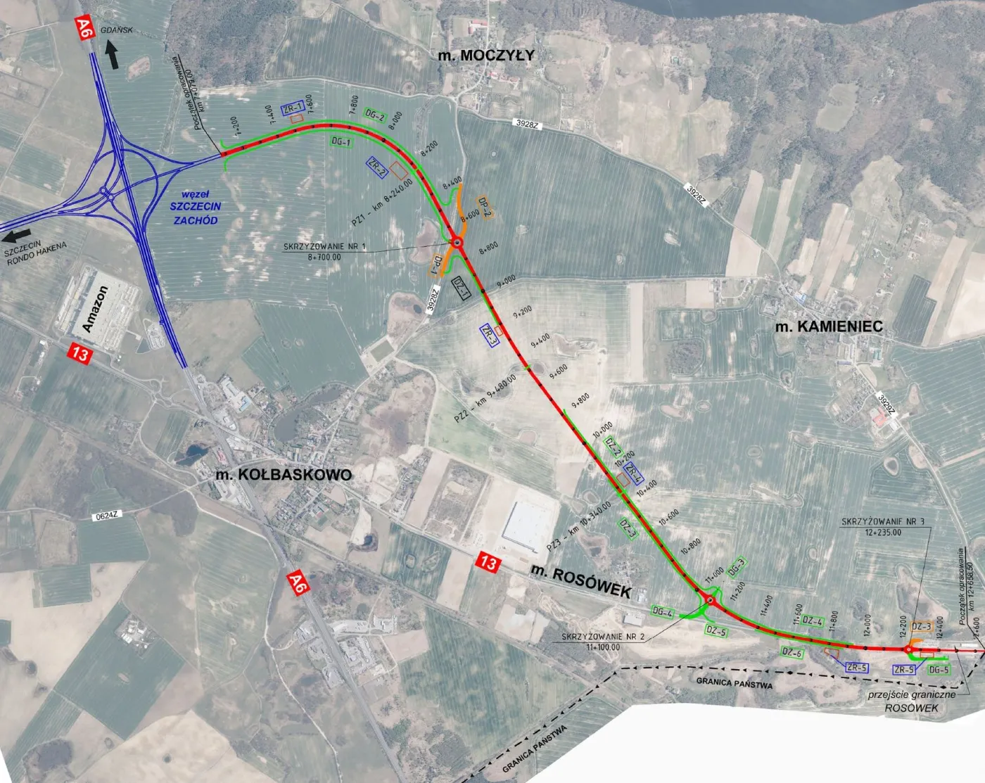 Plan orientacyjny obwodnicy Kołbaskowa w ciągu DK13