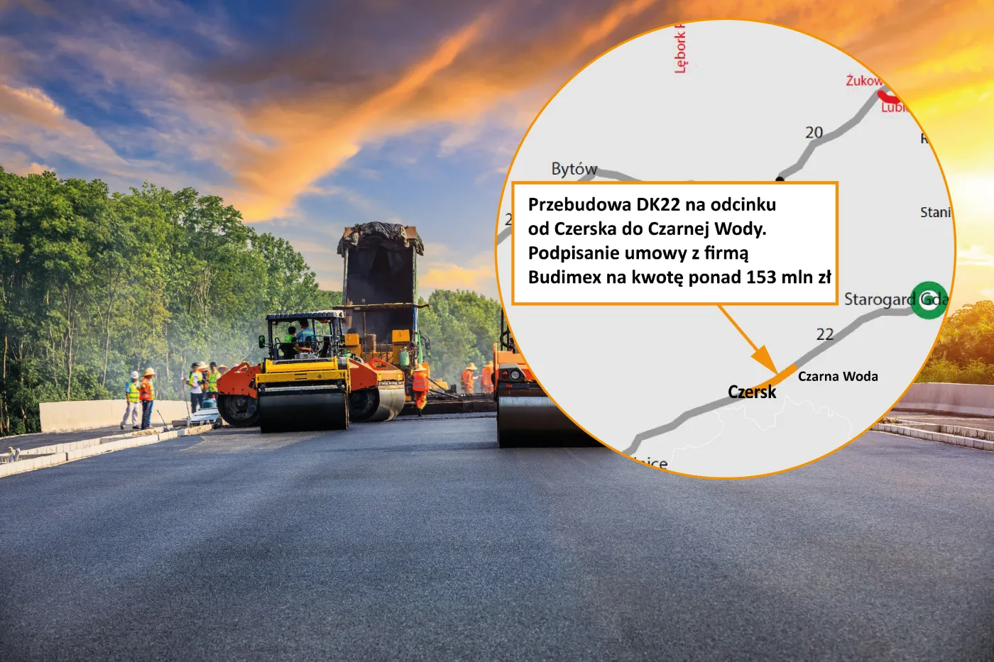 Będzie bezpieczniej na DK22 na Pomorzu. Jest kolejna umowa na przebudowę trasy [MAPA]