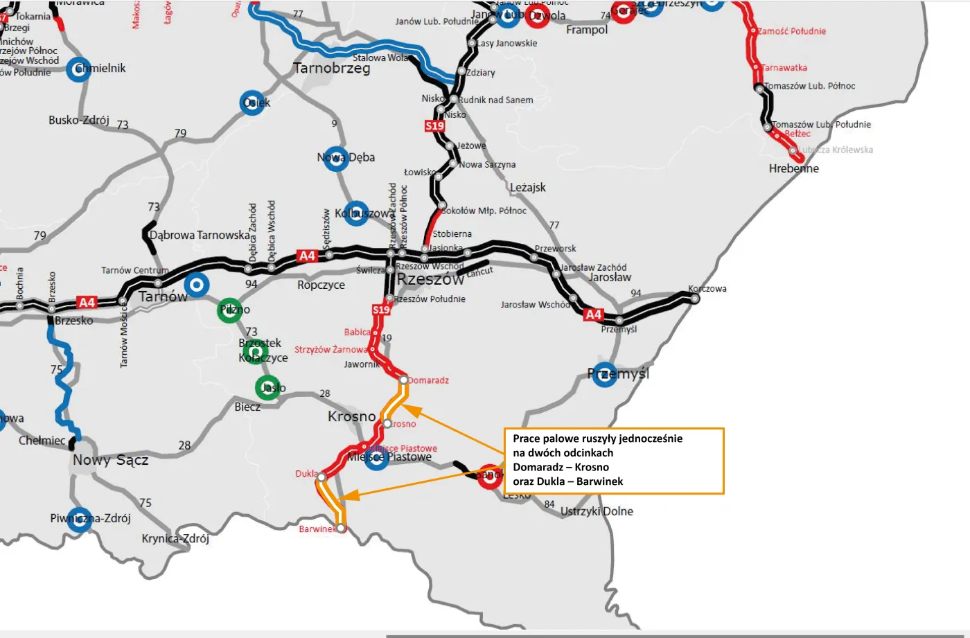 S19 Domaradz – Krosno oraz Dukla – Barwinek - prace palowe