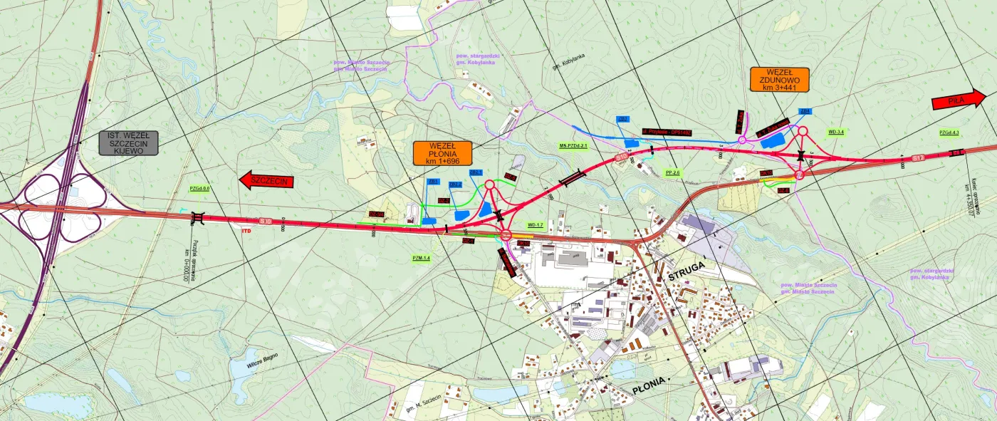 Plan orientacyjny S10 Szczecin Kijewo-Szczecin Zdunowo