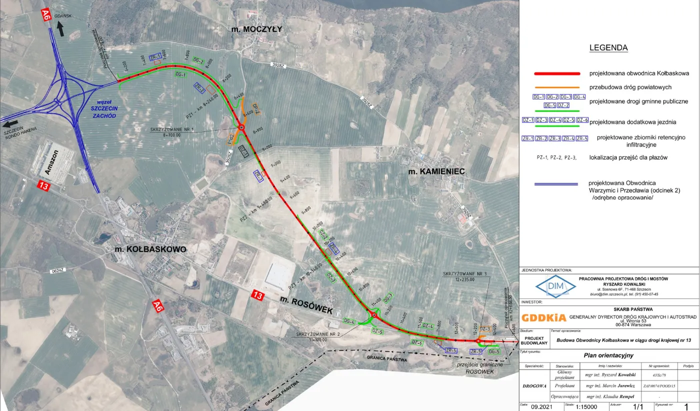 Plan orientacyjny obwodnicy Kołbaskowa w ciągu DK13