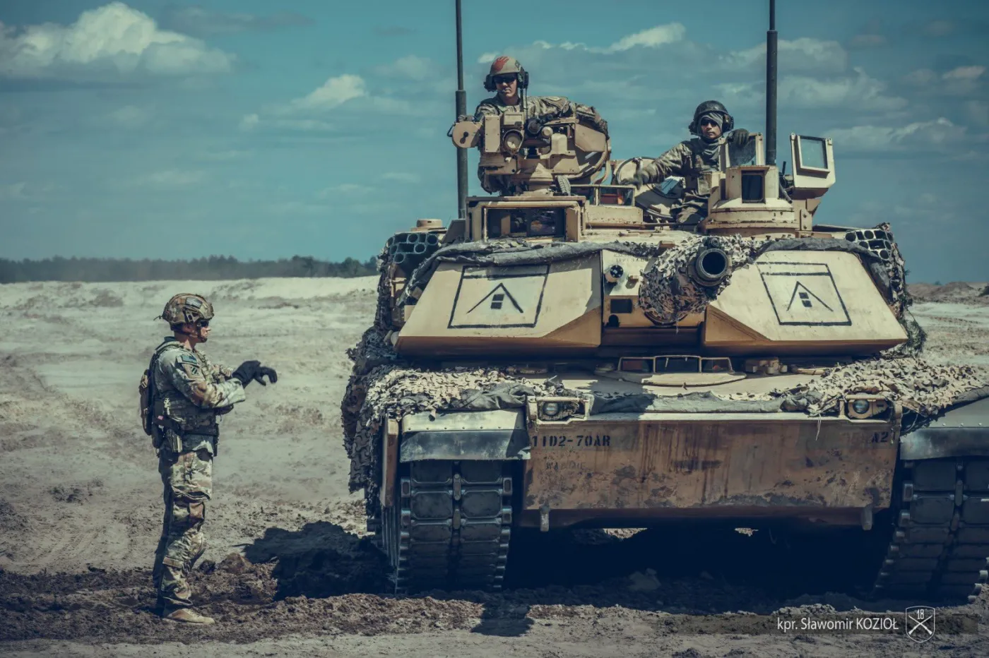 Amerykański czołg M1 Abrams w trakcie ćwiczeń w Polsce.