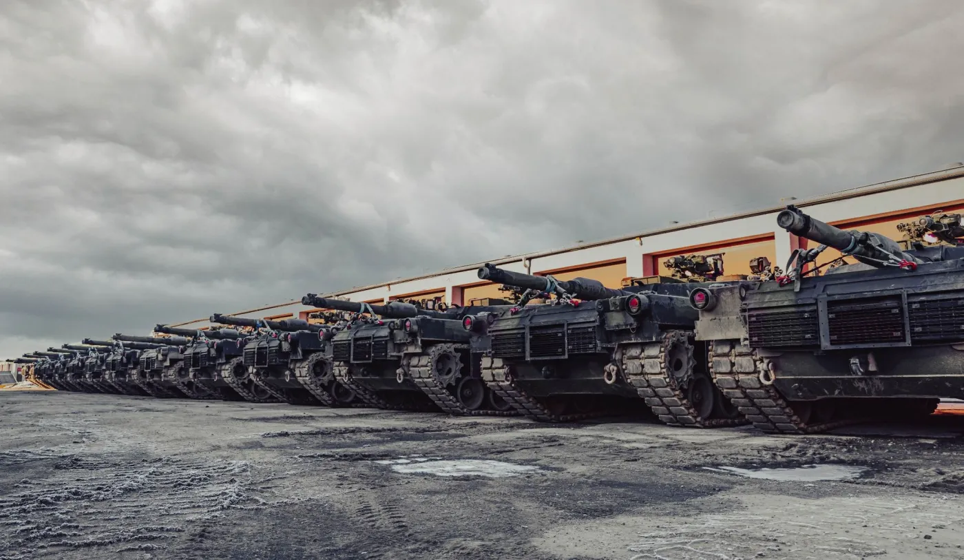 Czołgi M1A1FEP na terenie 1. batalionu czołgów w Żurawicy.