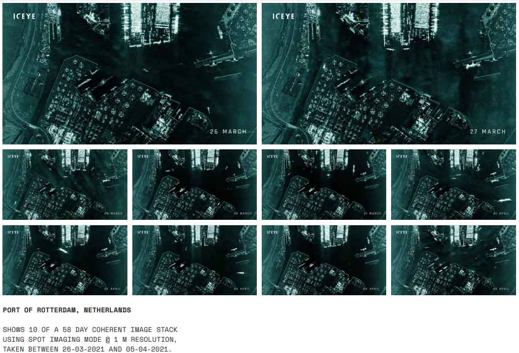 Zdjęcia portu w Rotterdamie wykonane przez satelity SAR.