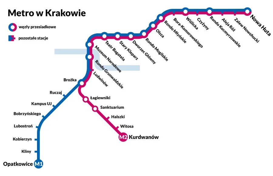 Plan planowanej linii metra w Krakowie (fot. Miasto Kraków)
