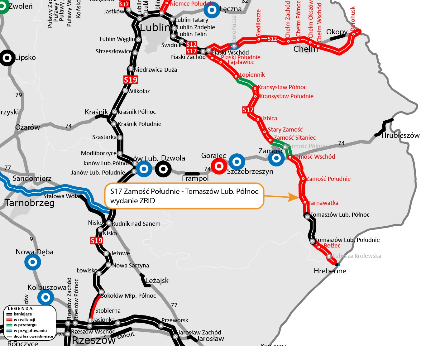 S17 na Ukrainę odcinek od Zamościa do Tomaszowa Lubelskiego