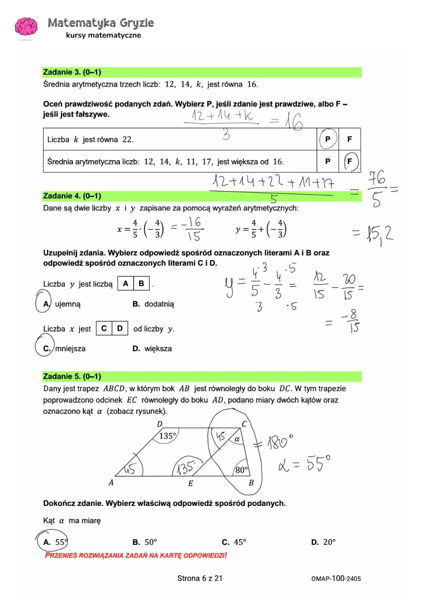 Egzamin ósmoklasisty 2024. Matematyka. Arkusz CKE. Zadanie