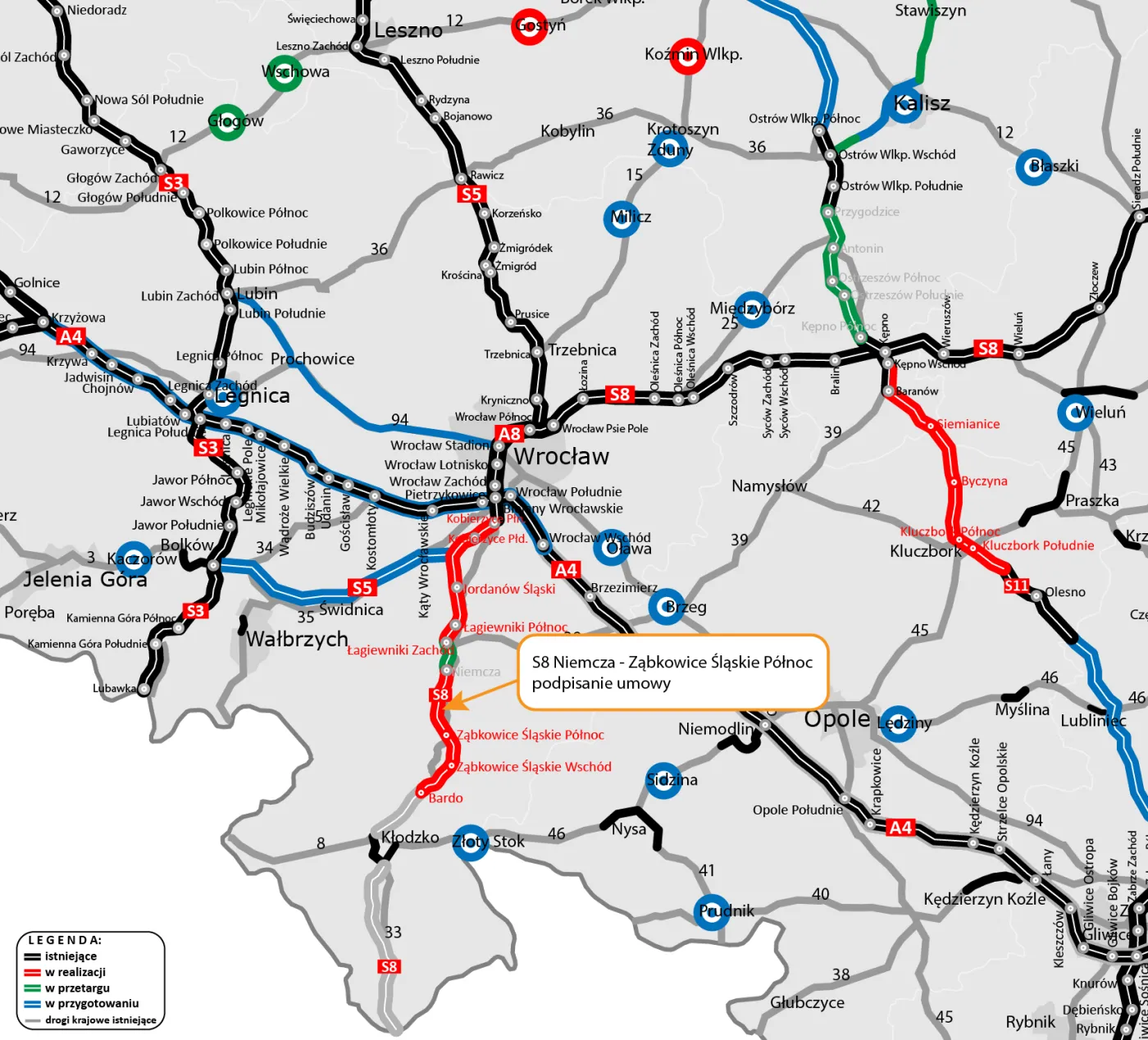 Budowa S8 na odcinku pomiędzy Niemczą a Ząbkowicami Śląskimi