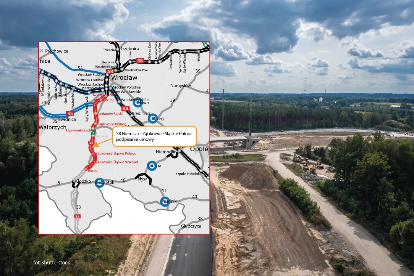 Trasa z Wrocławia do granicy Czech. Jest umowa na kolejny odcinek S8 [MAPA]