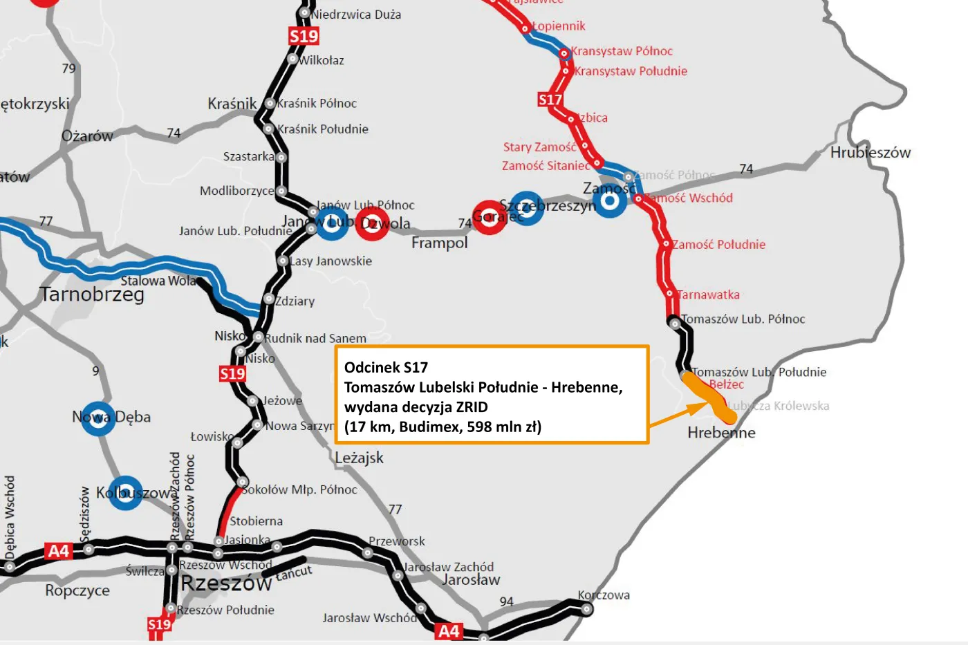 S17 Tomaszów Lubelski Południe - Hrebenne, wydanie decyzji ZRID