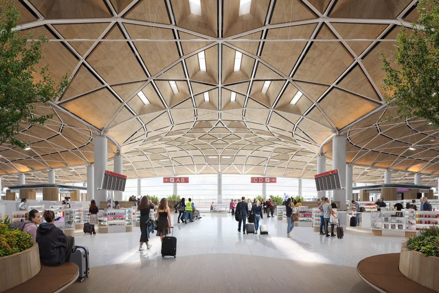 Część handlowa. Poziom 2. Wizualizacje CPK. Źródło: Foster + Partners.