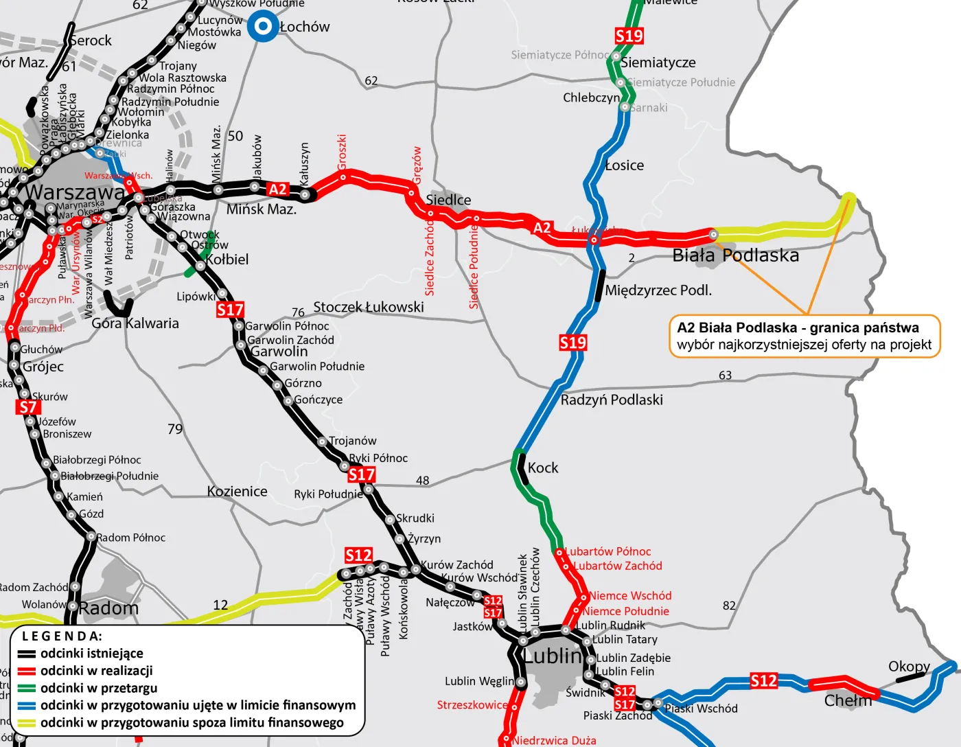 Wiadomo, kto zaprojektuje fragment autostrady A2 do granicy z Białorusią [MAPA]