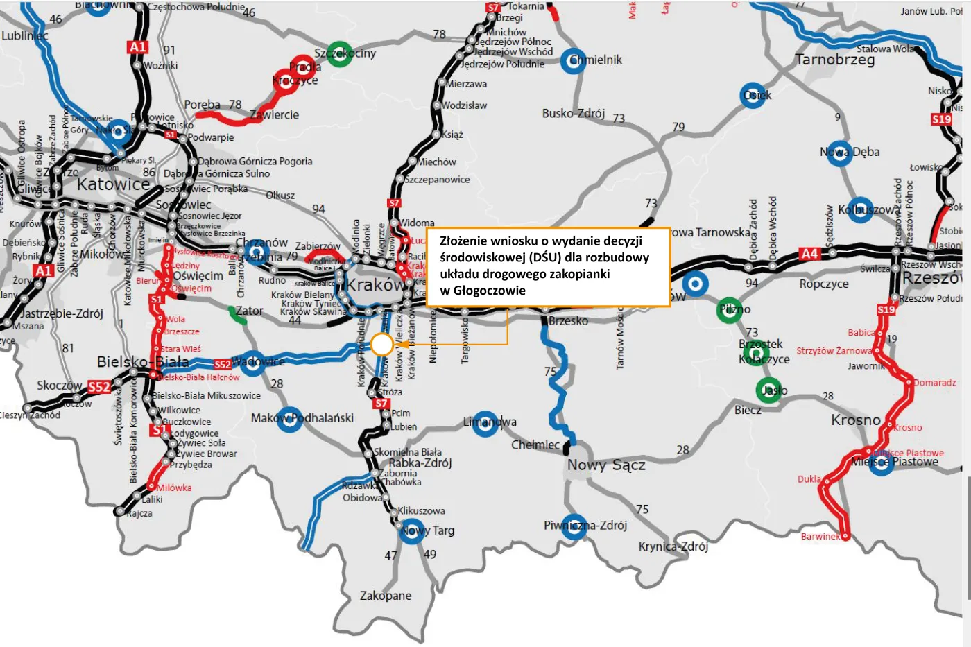 Wniosek DŚU dla rozbudowy układu drogowego zakopianki w Głogoczowie