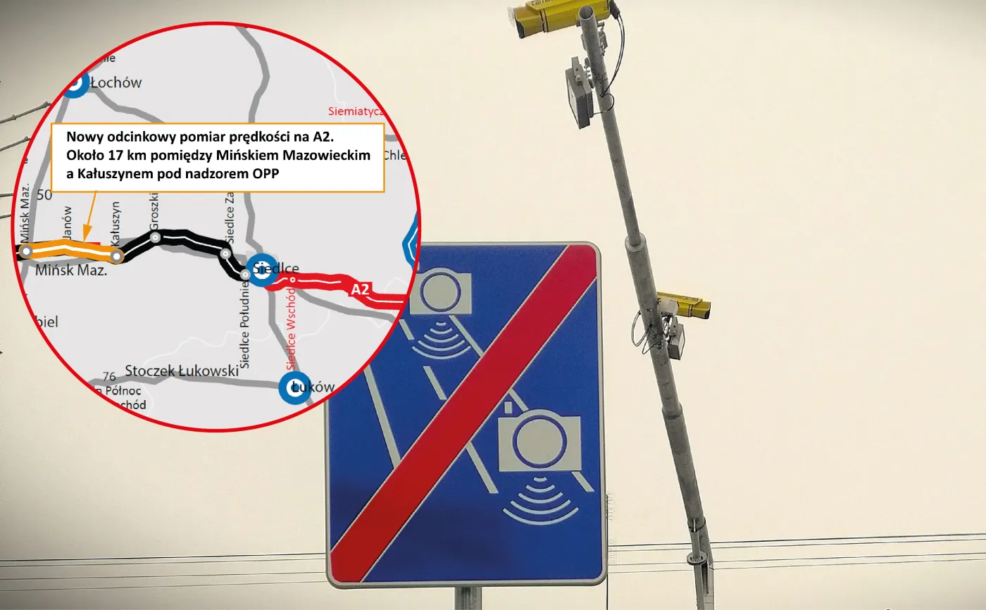 Nowy odcinkowy pomiar prędkości na A2. Wiadomo, gdzie staną nowe kamery i znaki [MAPA]